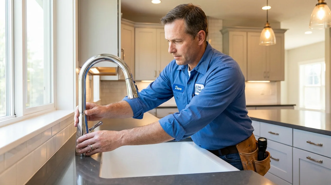 Kitchen faucet installation by Johns Plumbing LLC in Woodsville