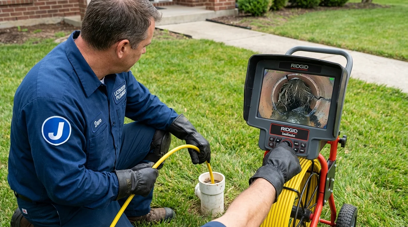 Sewer camera inspection being performed by Johns Plumbing LLC in Woodsville